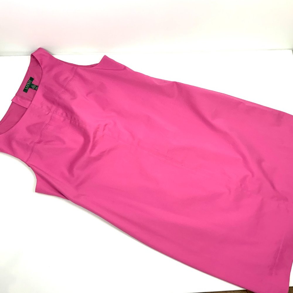 Lauren Ralph Lauren Charlotte Pink Sleeveless Shift Dress Size 14 - Picture 16 of 16